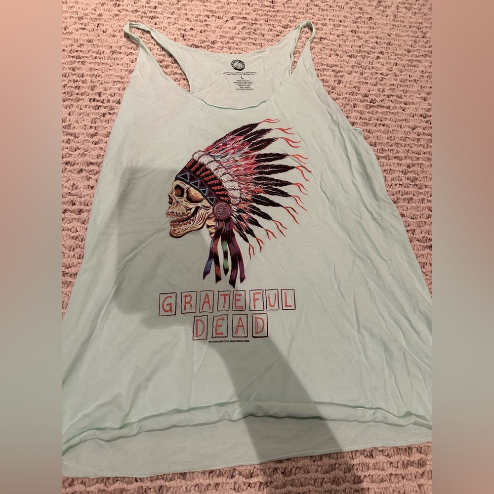 Great full dead skull Navaho tank top mint green